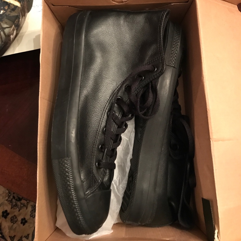 Genuine leather all black converse men's size 13